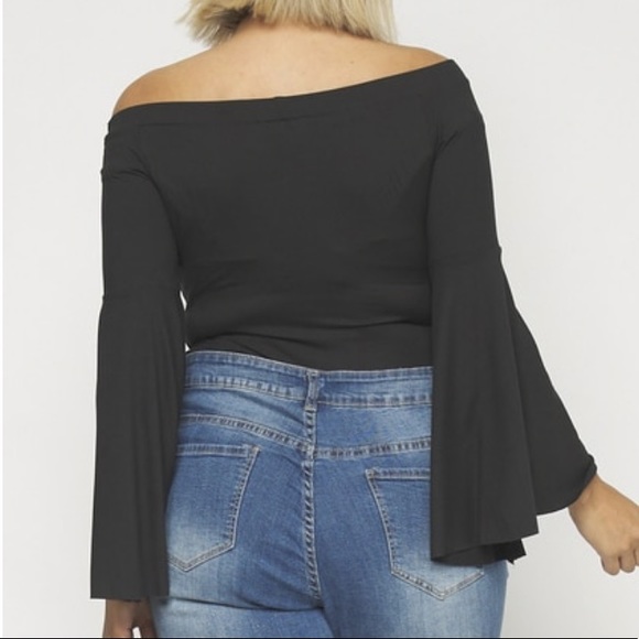 ❤️LAST 3X NEW Fashion Nova Ellie Black Off Shoulder Bodysuit - Picture 4 of 11